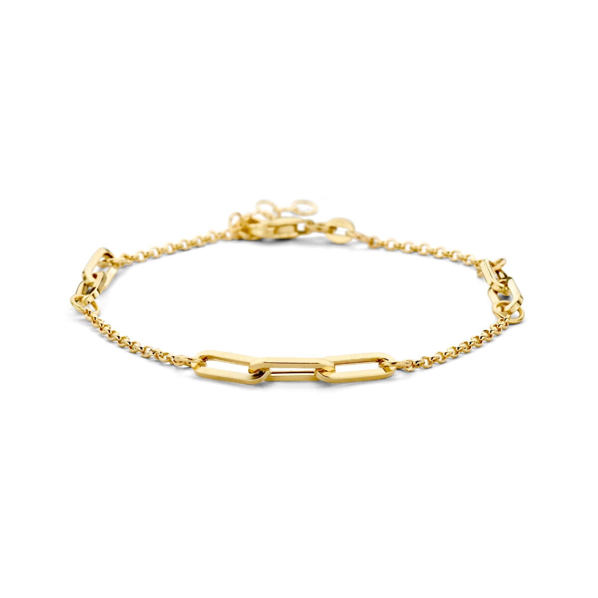 Bracelet en or 14K avec maillons jasseron et paperclip.