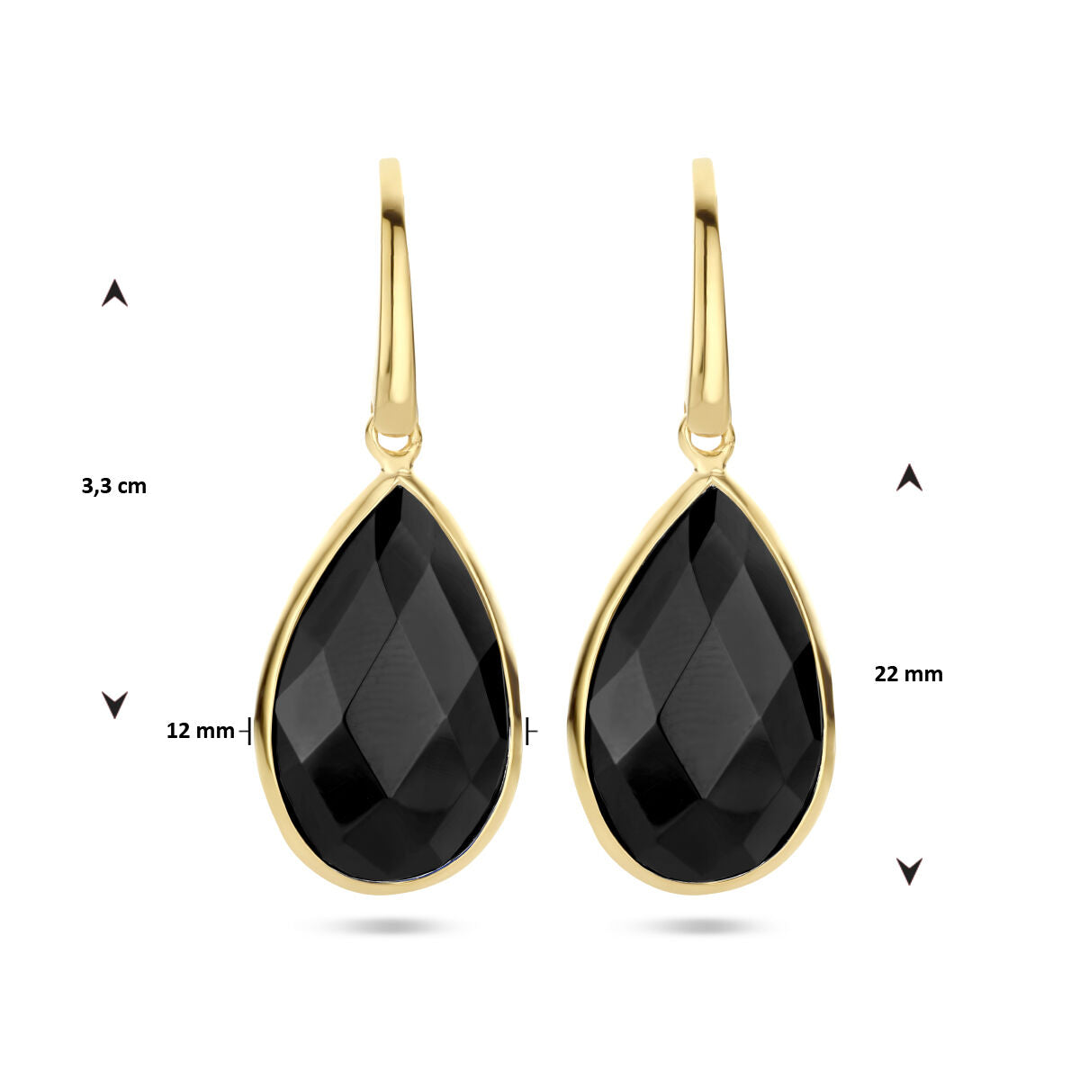 boucles d'oreilles onyx crochet français argent plaqué or (jaune)