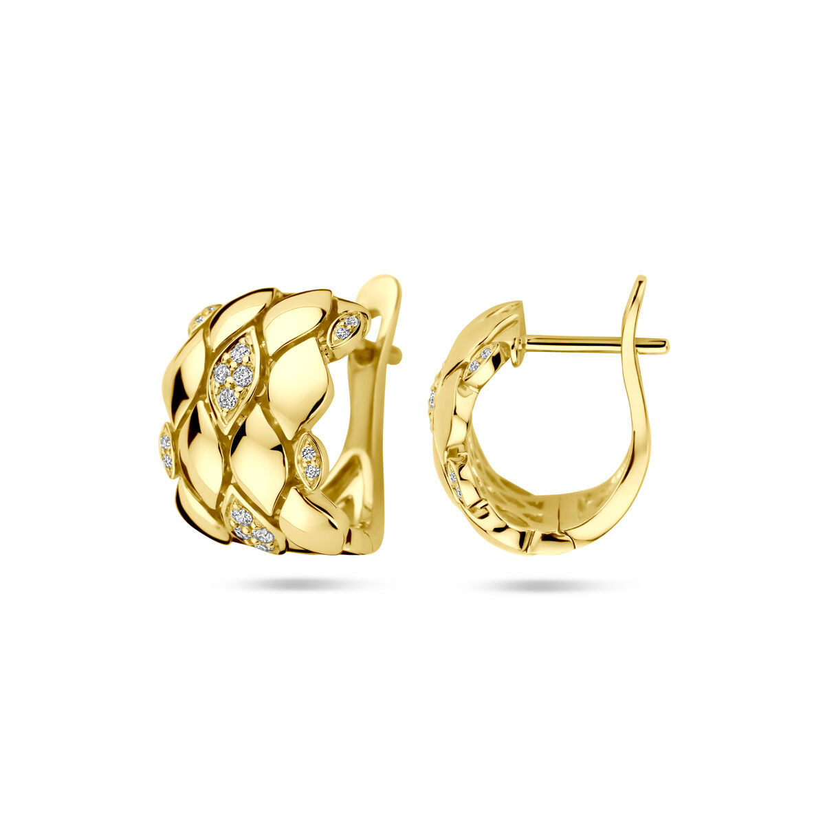 créoles diamant 0.16ct (2x 0.08ct) h si 14 mm or jaune