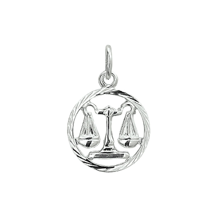 De Van der Kooij Collectie hanger sterrenbeeld gediamanteerd zilver wit toont het Weegschaal-symbool met weegschaal in een cirkel. Een unisex sieraad dat elke ketting zilverkleurige elegantie en astrologische stijl geeft.