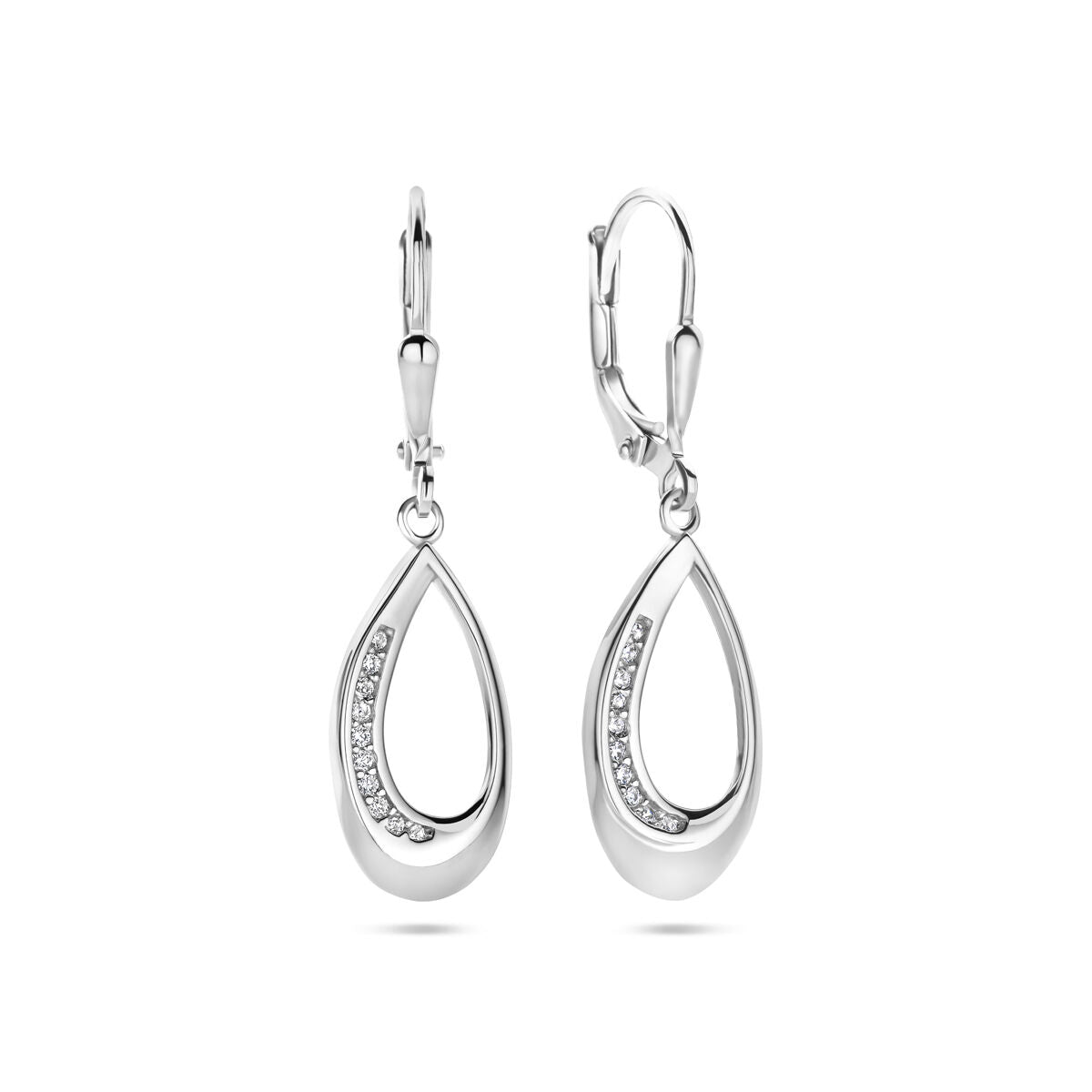 boucles d'oreilles goutte zircone brisur crochet 34 mm argent rhodié