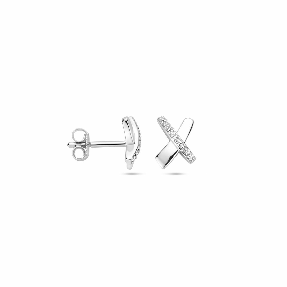puces d'oreilles zircone 9 mm argent rhodié