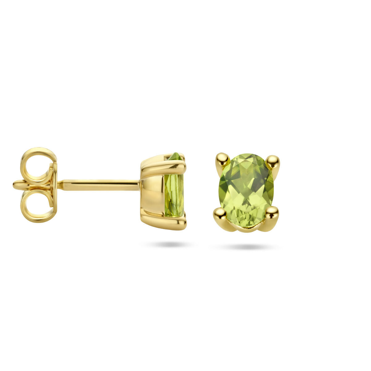 puces d'oreilles péridot or jaune 14K