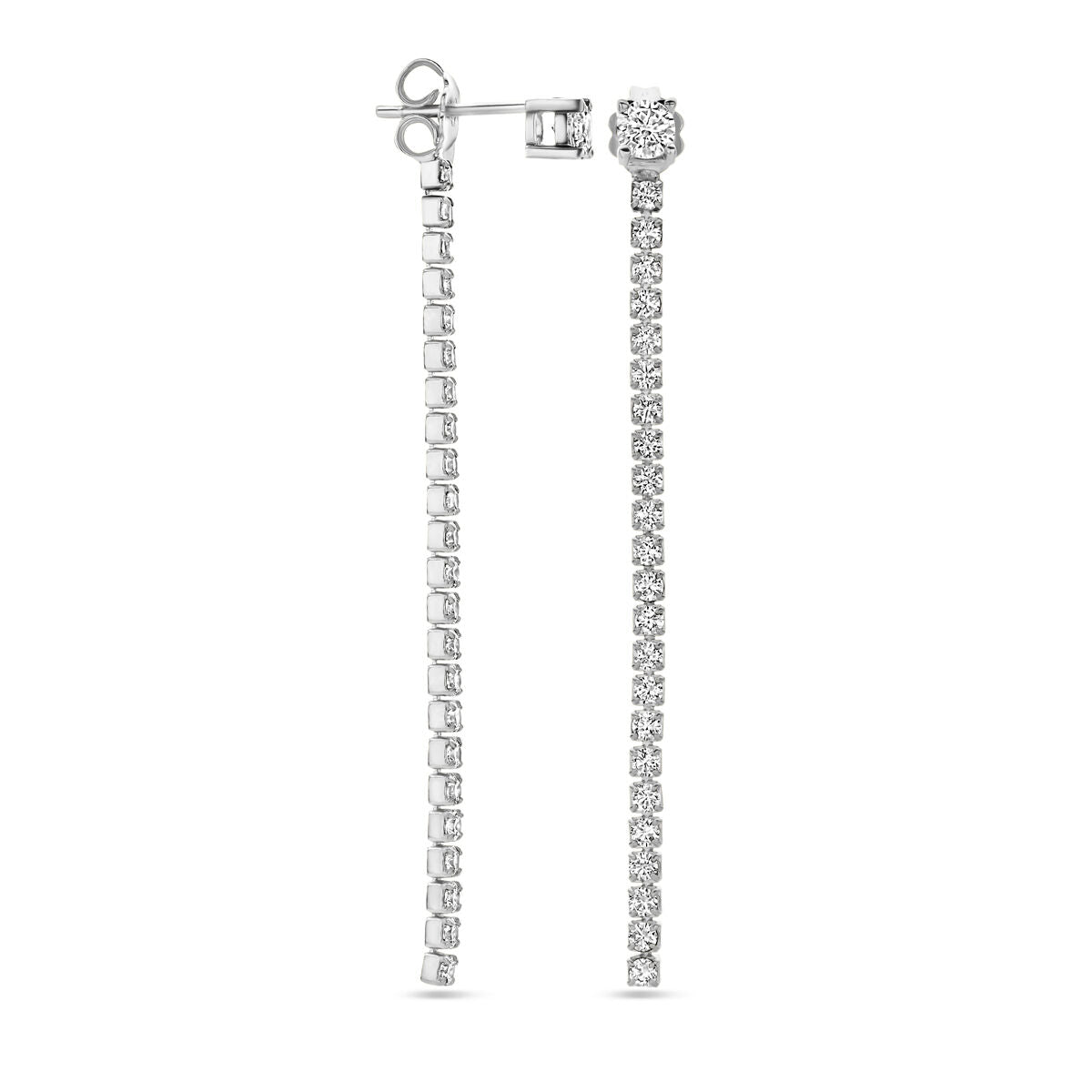 boucles d'oreilles zircone 55 mm argent rhodié