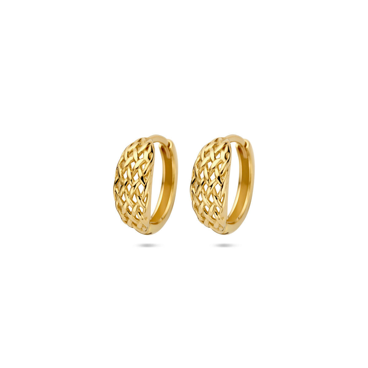 Boucles d'oreilles tressées en or jaune 14K de 13 mm.