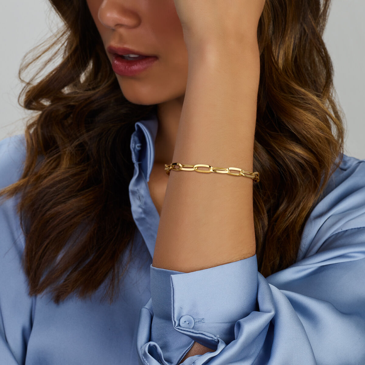 Bracelet en or pour femme paperclip tube pointu 14K