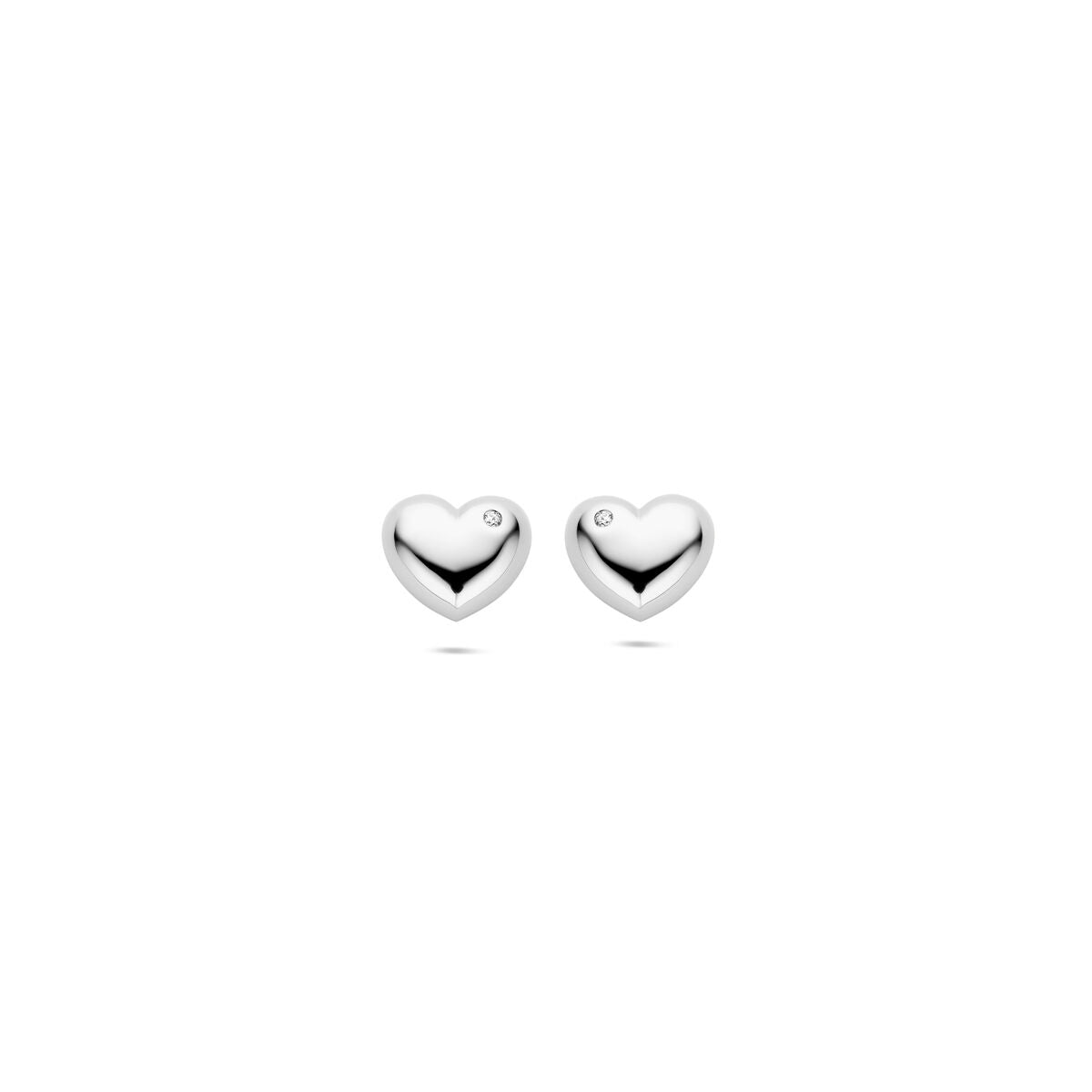 puces d'oreilles cœur zircone 9,5 mm argent rhodié