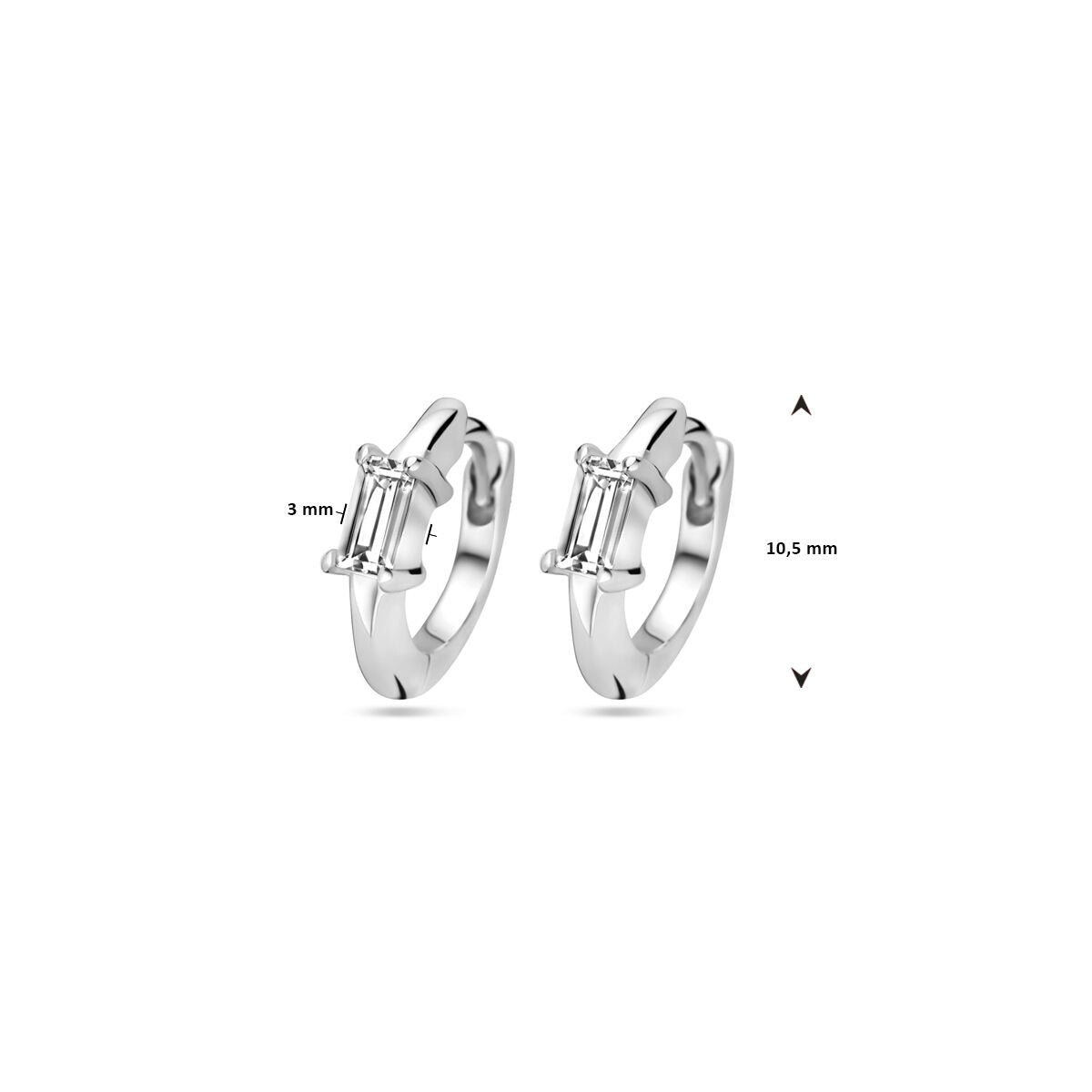 créoles zircone 10,5 mm argent rhodié