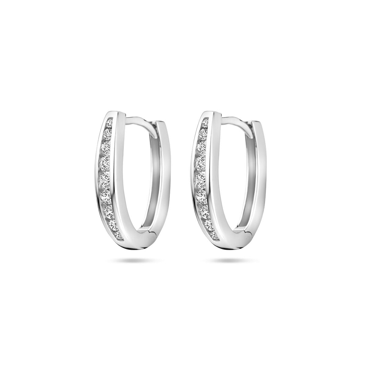 Boucles d'oreilles en argent rhodié de 16,5 mm avec zirconias.