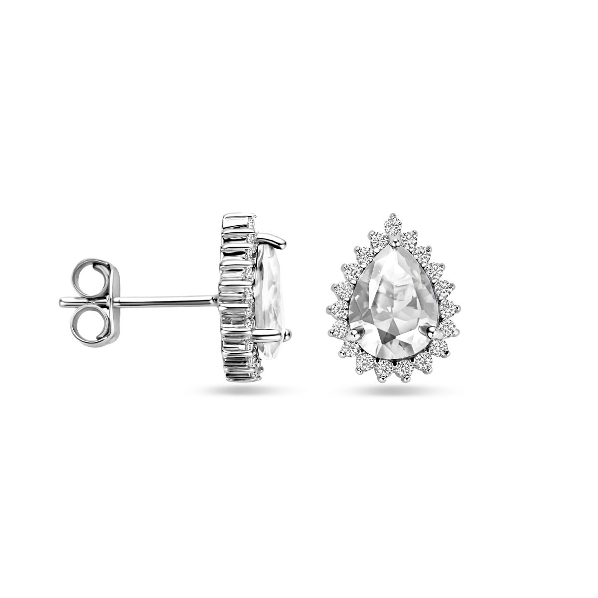 puces d'oreilles zircone 11,5 mm argent rhodié
