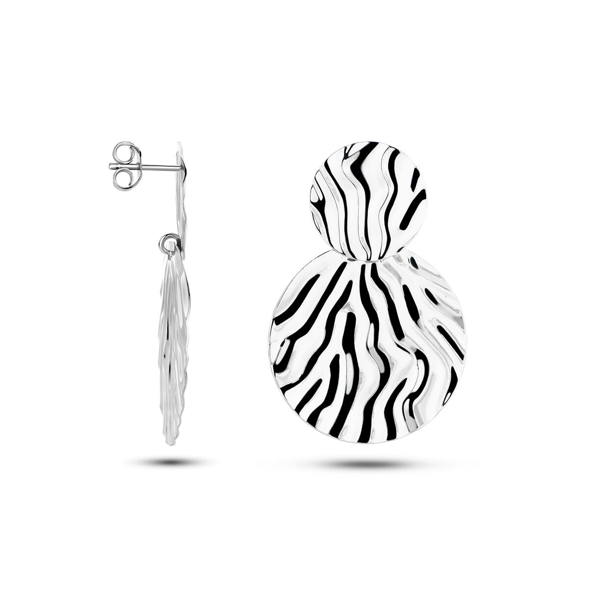 boucles d'oreilles relief argent rhodié