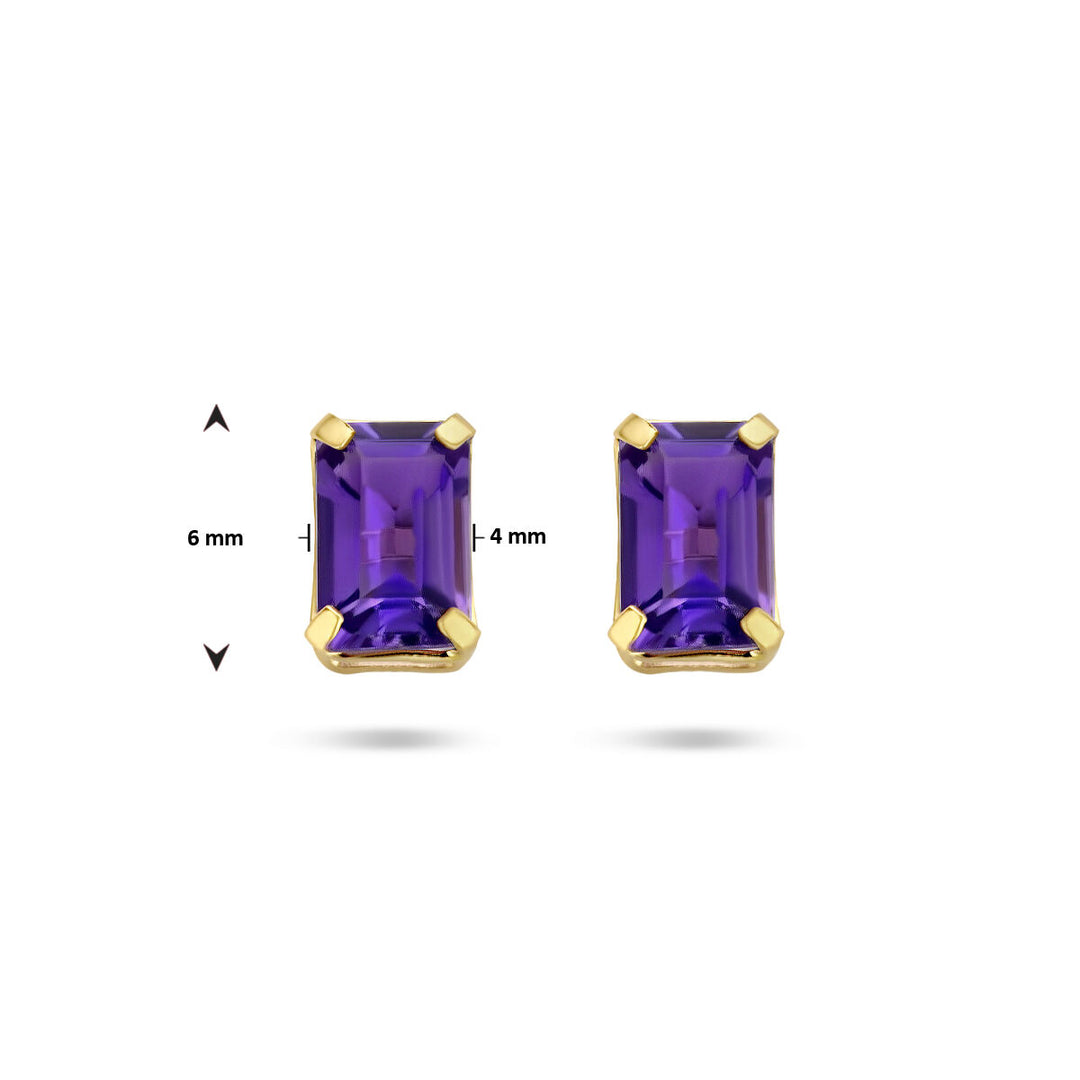 oorknoppen amethist 14K geelgoud
