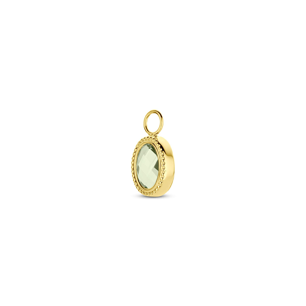 pendentif en améthyste verte en or jaune 14K avec finition texturée.