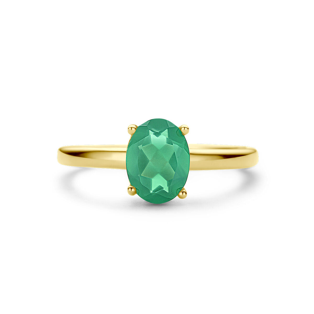 bague en agate verte 14K or jaune