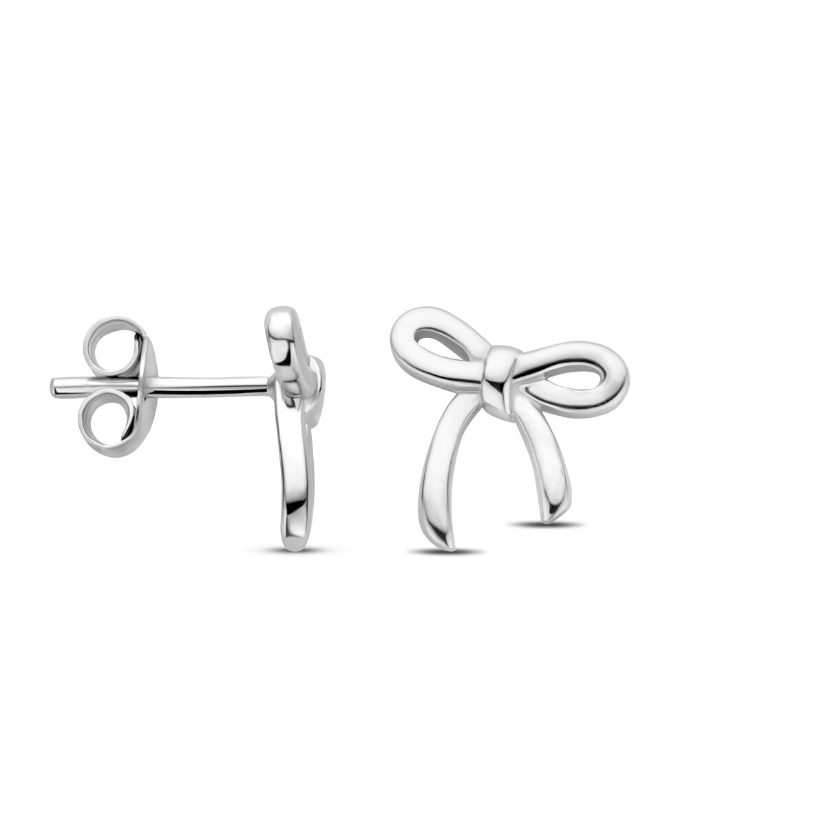 puces d'oreilles nœud 10 mm argent rhodié