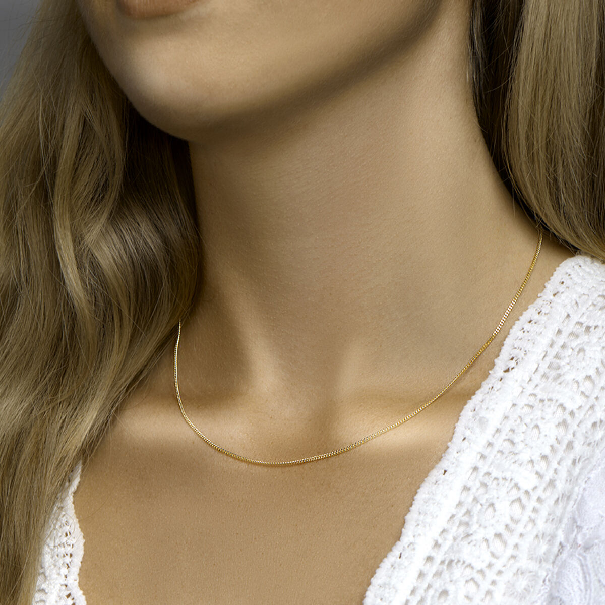 collier gourmette 4 côtés taillés 1,4 mm 41 + 4 cm 3 microns plaqué or (jaune)