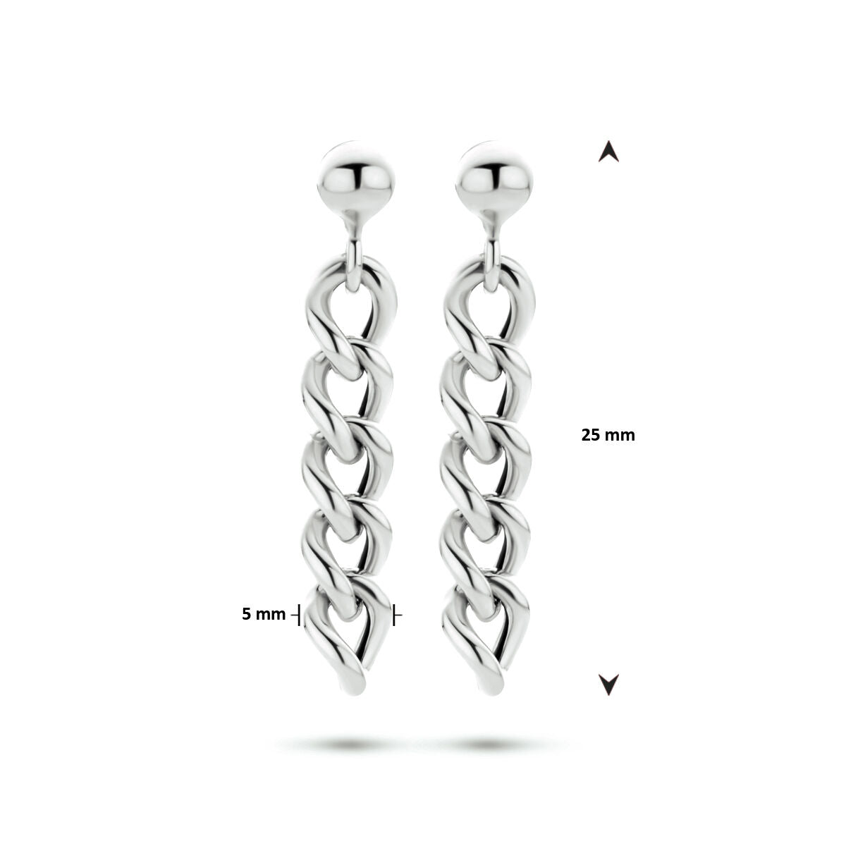 boucles d'oreilles maille argent rhodié