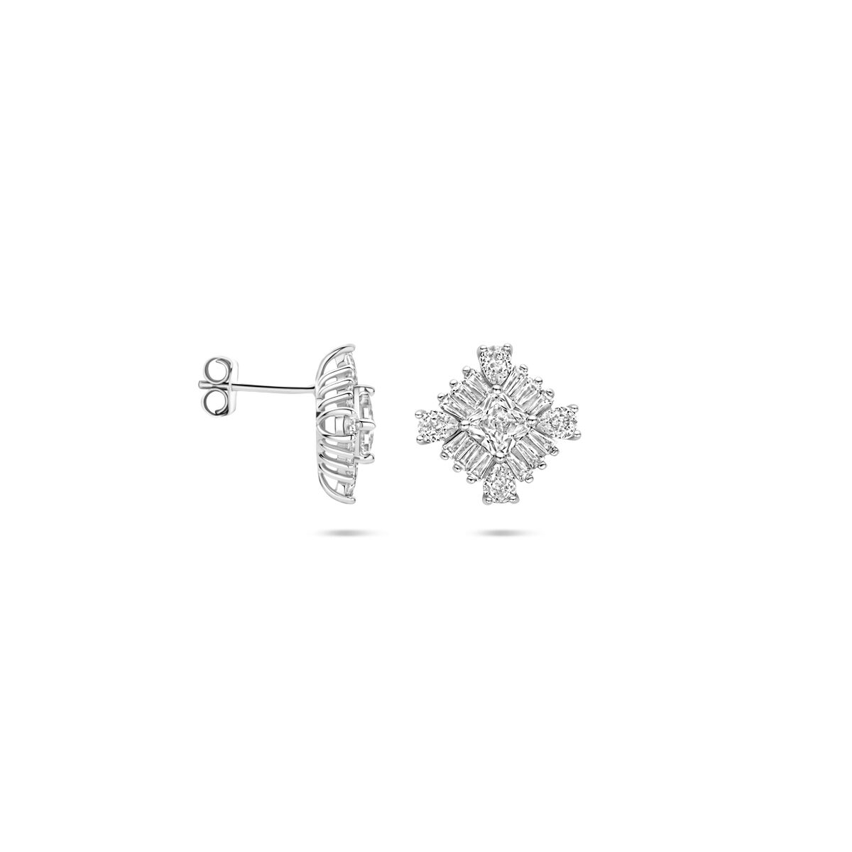 puces d'oreilles zircone 15 mm argent rhodié