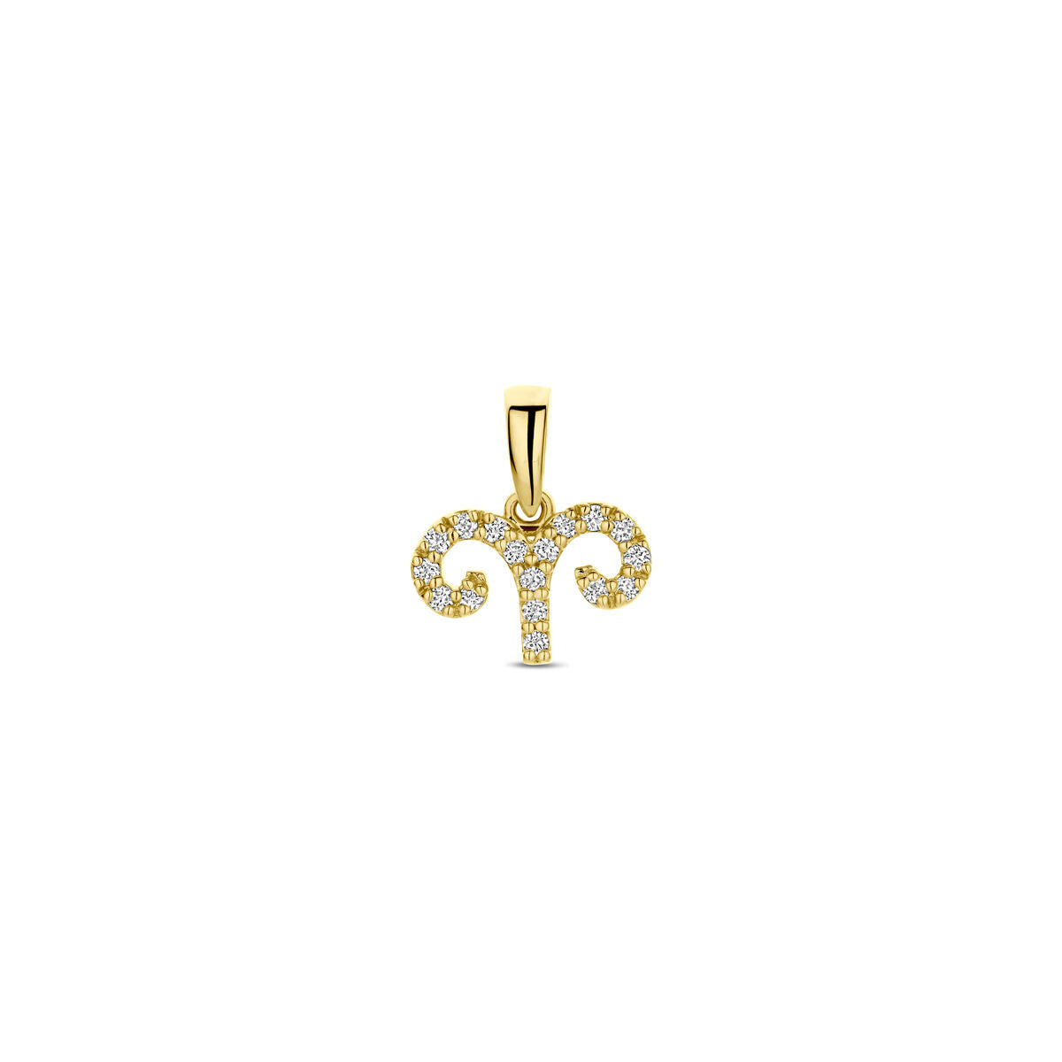 pendentif en or jaune 14K en forme de signe astrologique avec diamants H SI.