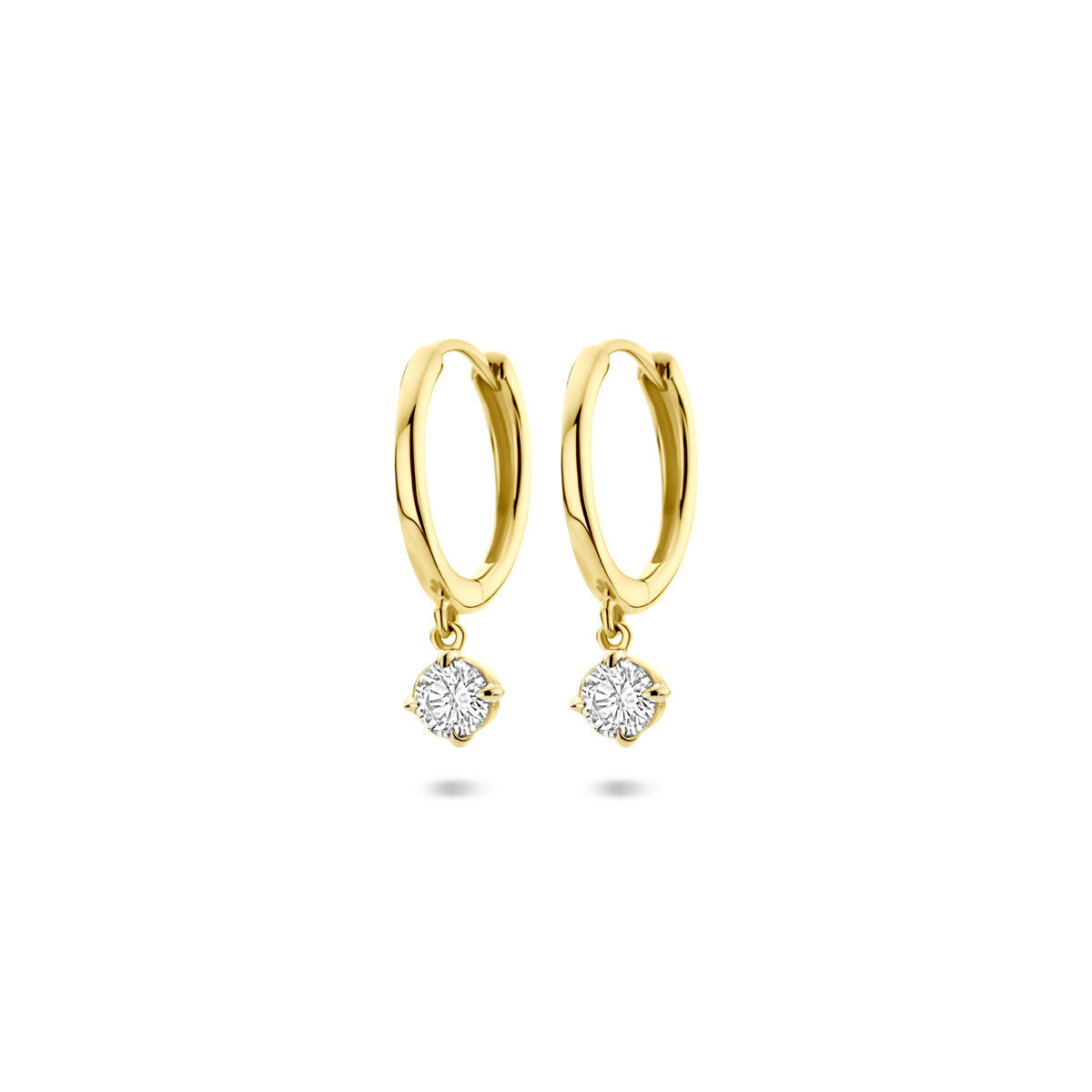 Boucles d'oreilles en or jaune 14K avec diamants lab grown de 0,25 ct, forme ronde.