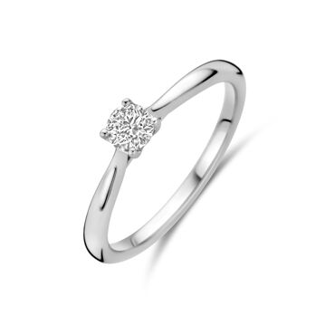 Bague en or blanc 14K avec un diamant lab-grown de 0,25 ct, design délicat.