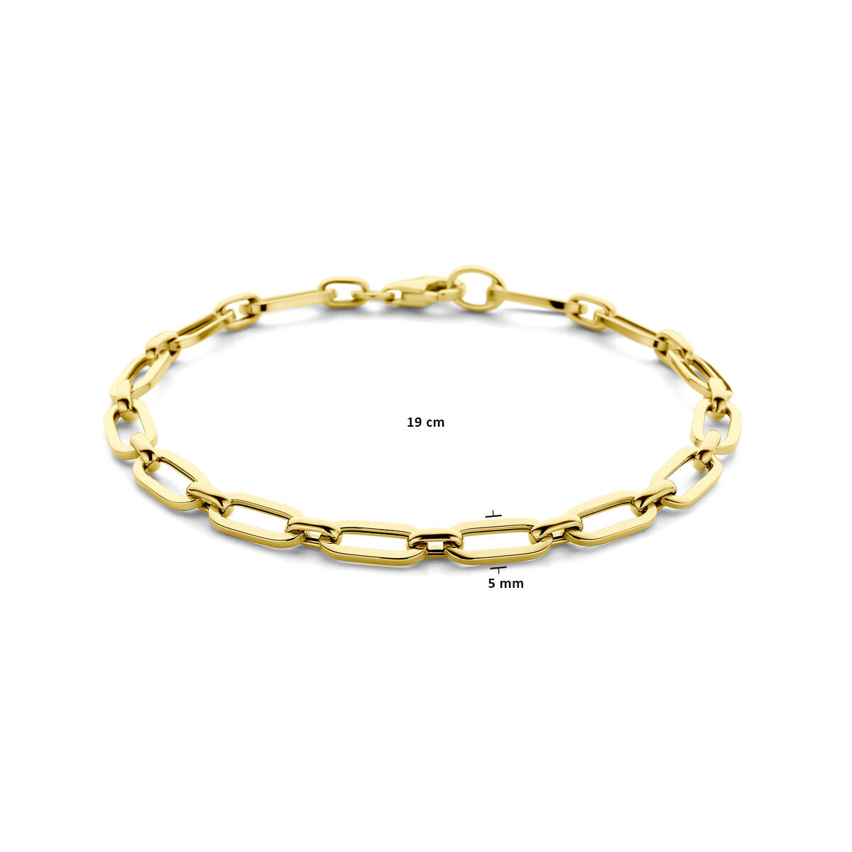 bracelet paperclip 5,0 mm 19 cm or jaune 14K