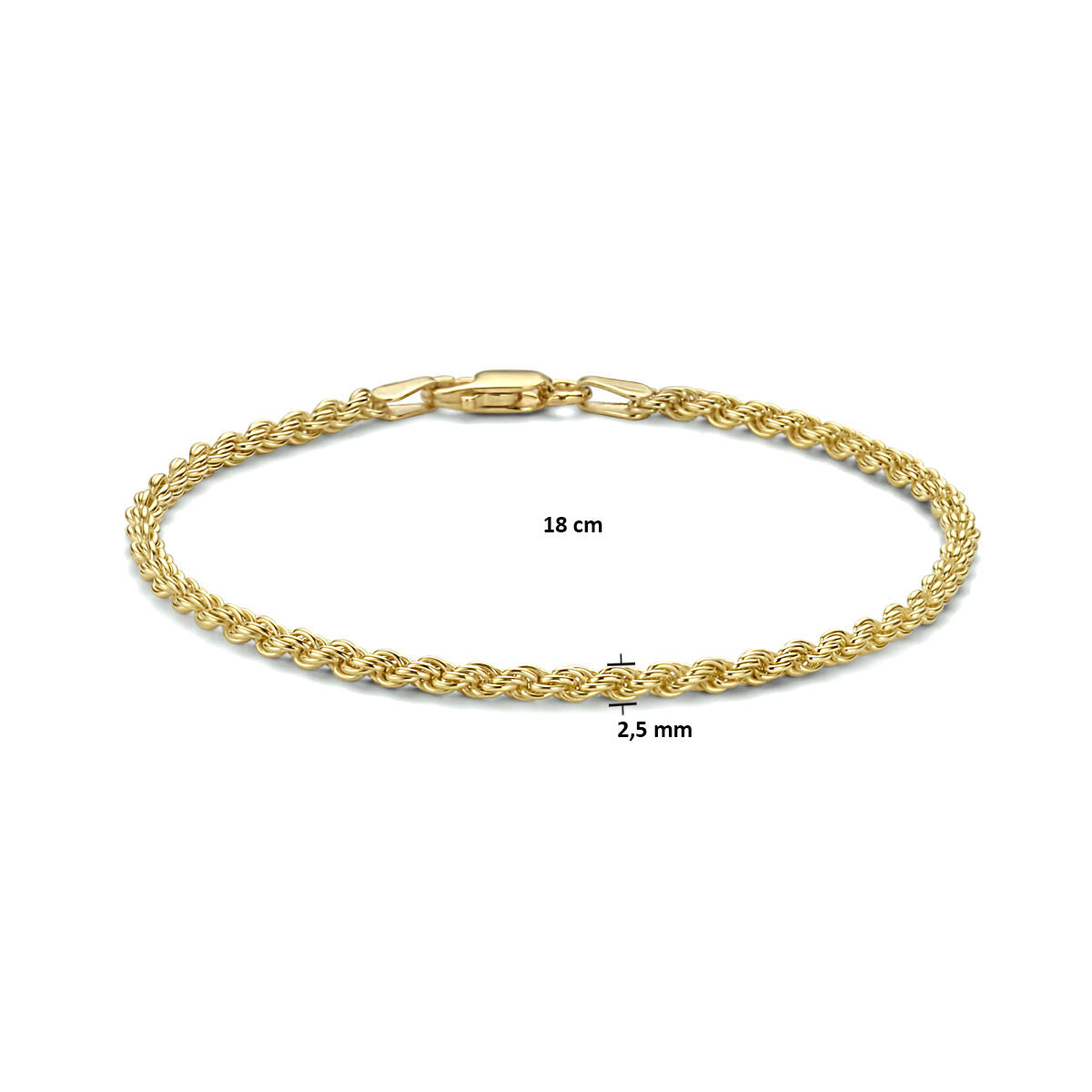 cordon 2,5 mm 3 microns argent plaqué or (jaune)