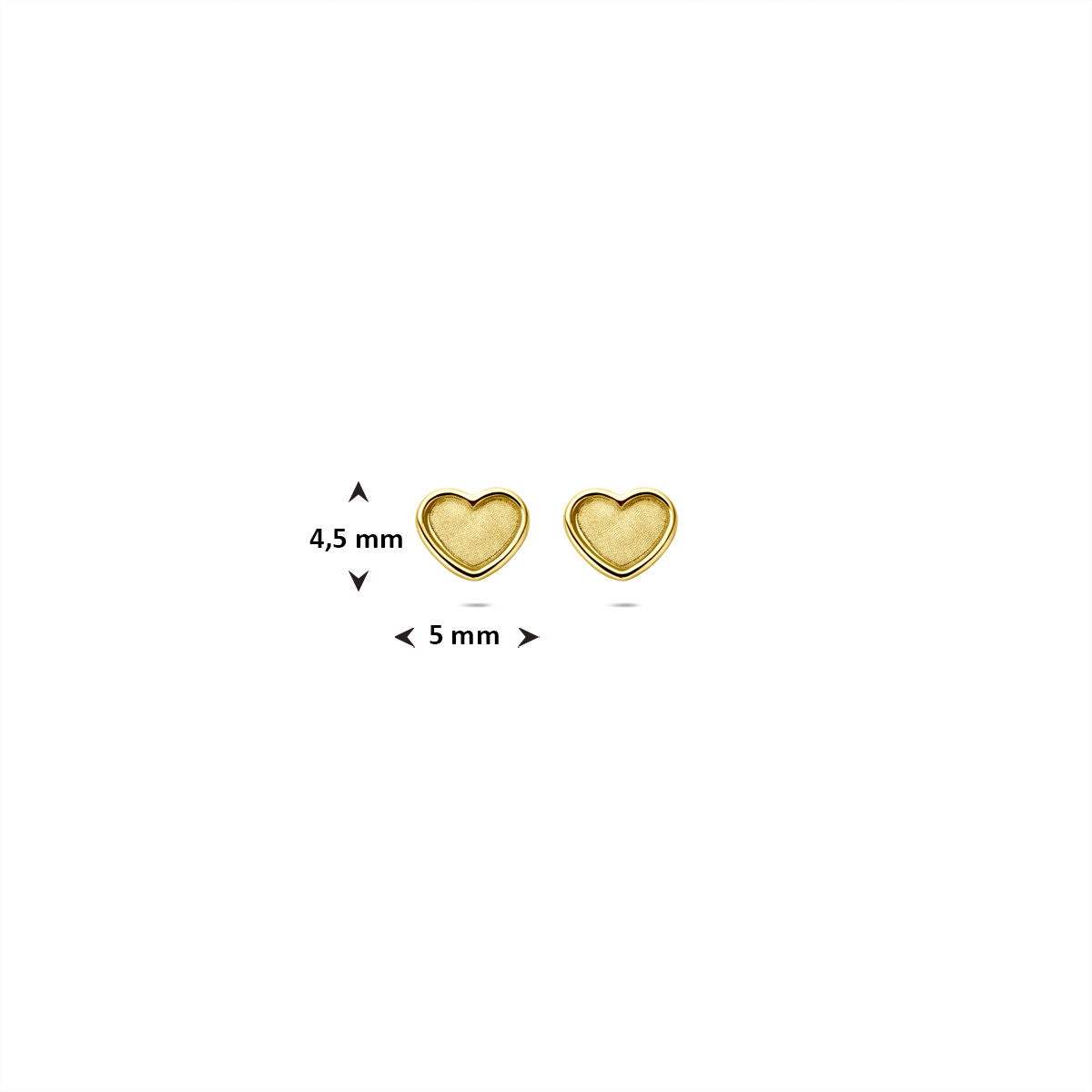puces d'oreilles en or jaune 9k en forme de cœur