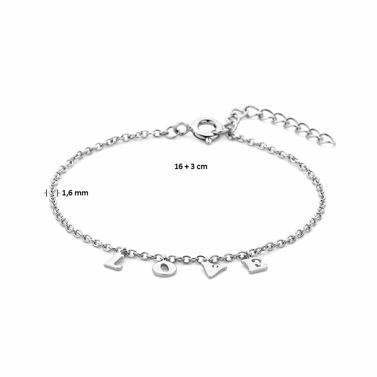 Bracelet en argent pour femme love rhodié