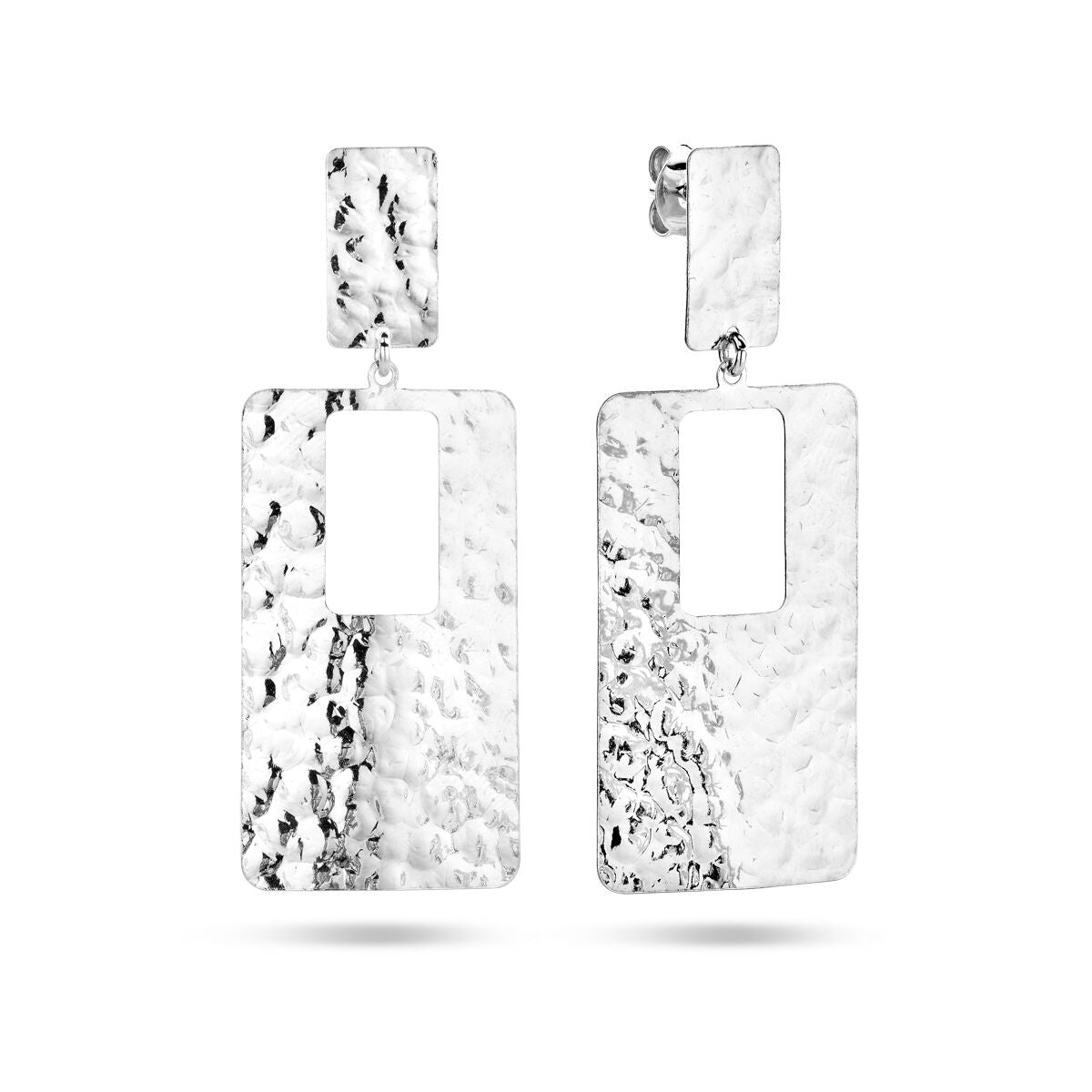 boucles d'oreilles rectangulaires en argent rhodié