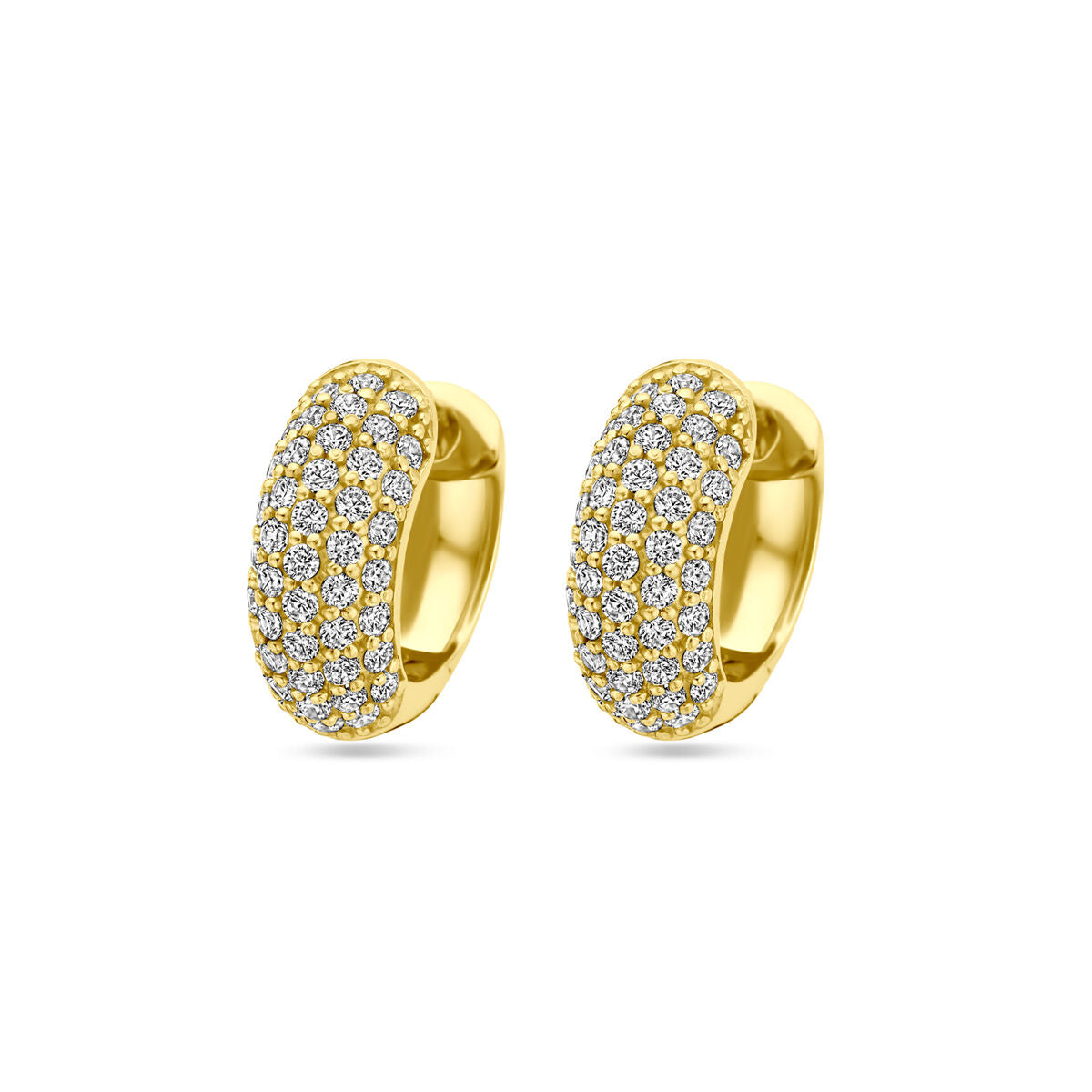 Boucles d'oreilles en argent doré à l'or jaune, ornées de zircons, mesurant 16,5 mm.