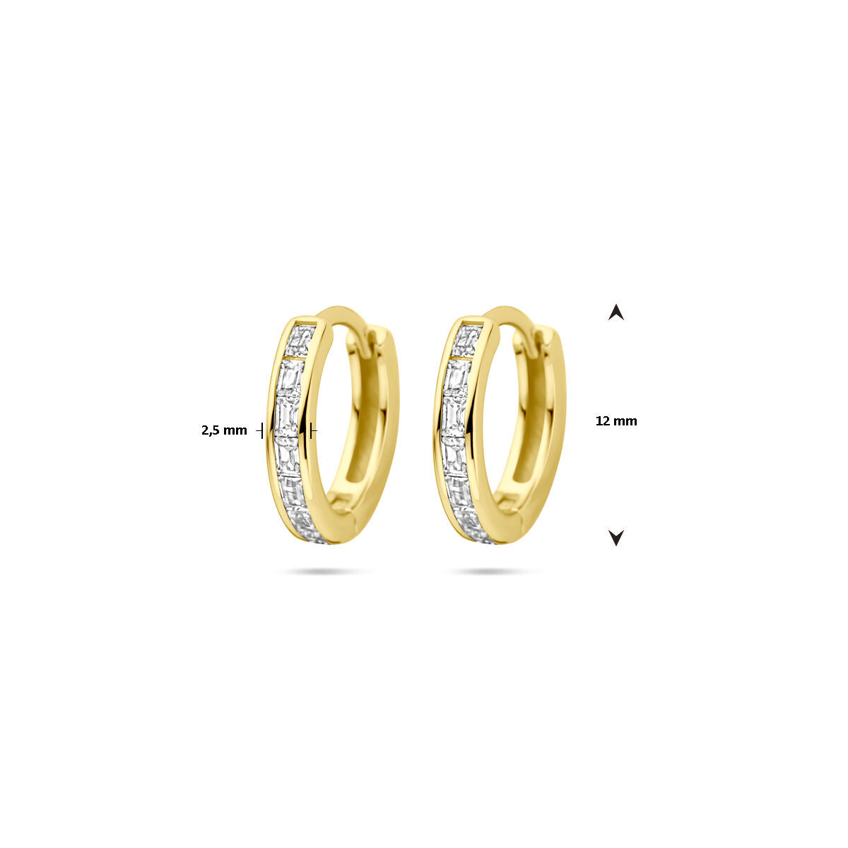 créoles zircone 12 mm 1 micron argent plaqué or (jaune)
