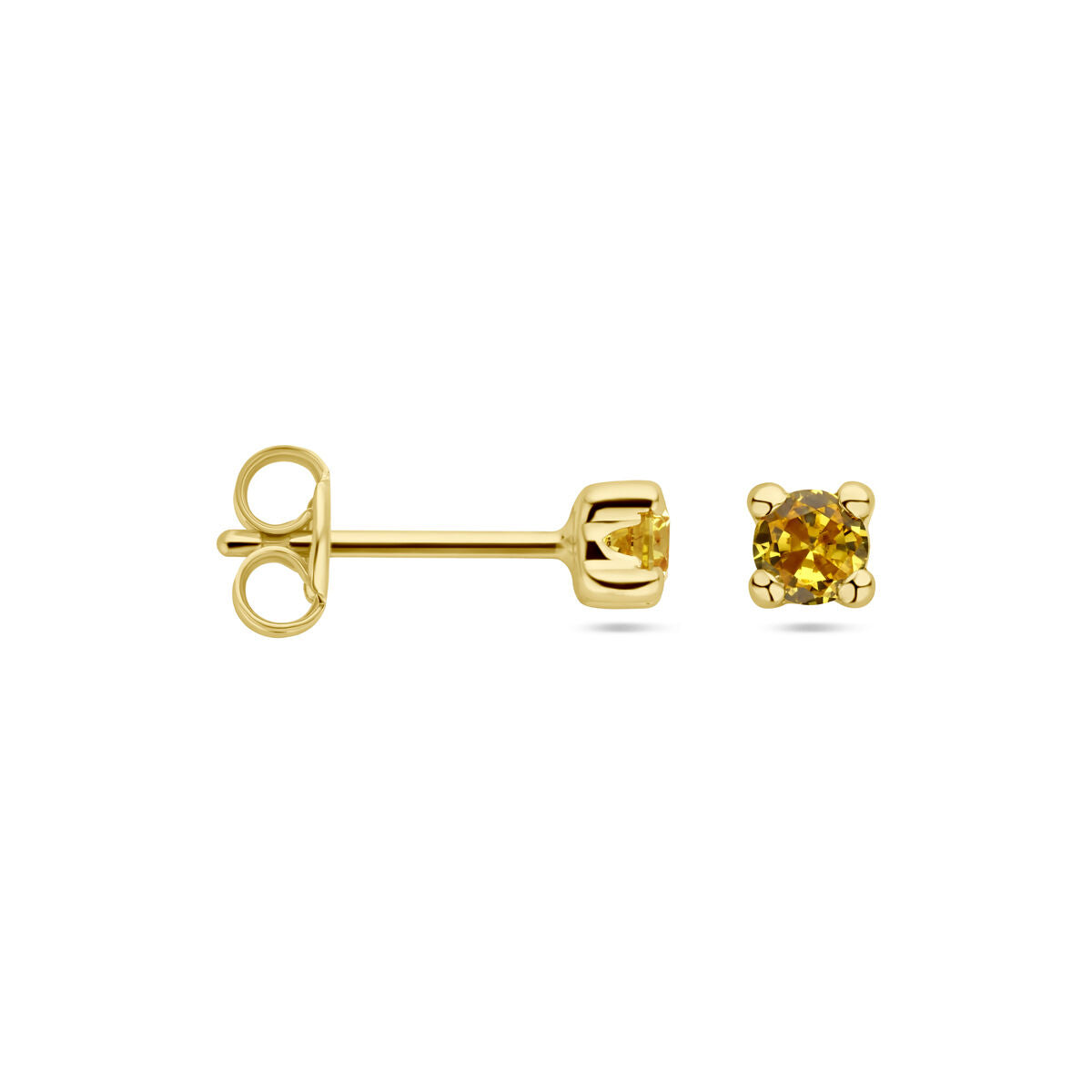 puces d'oreilles synth. citrine or jaune 14K