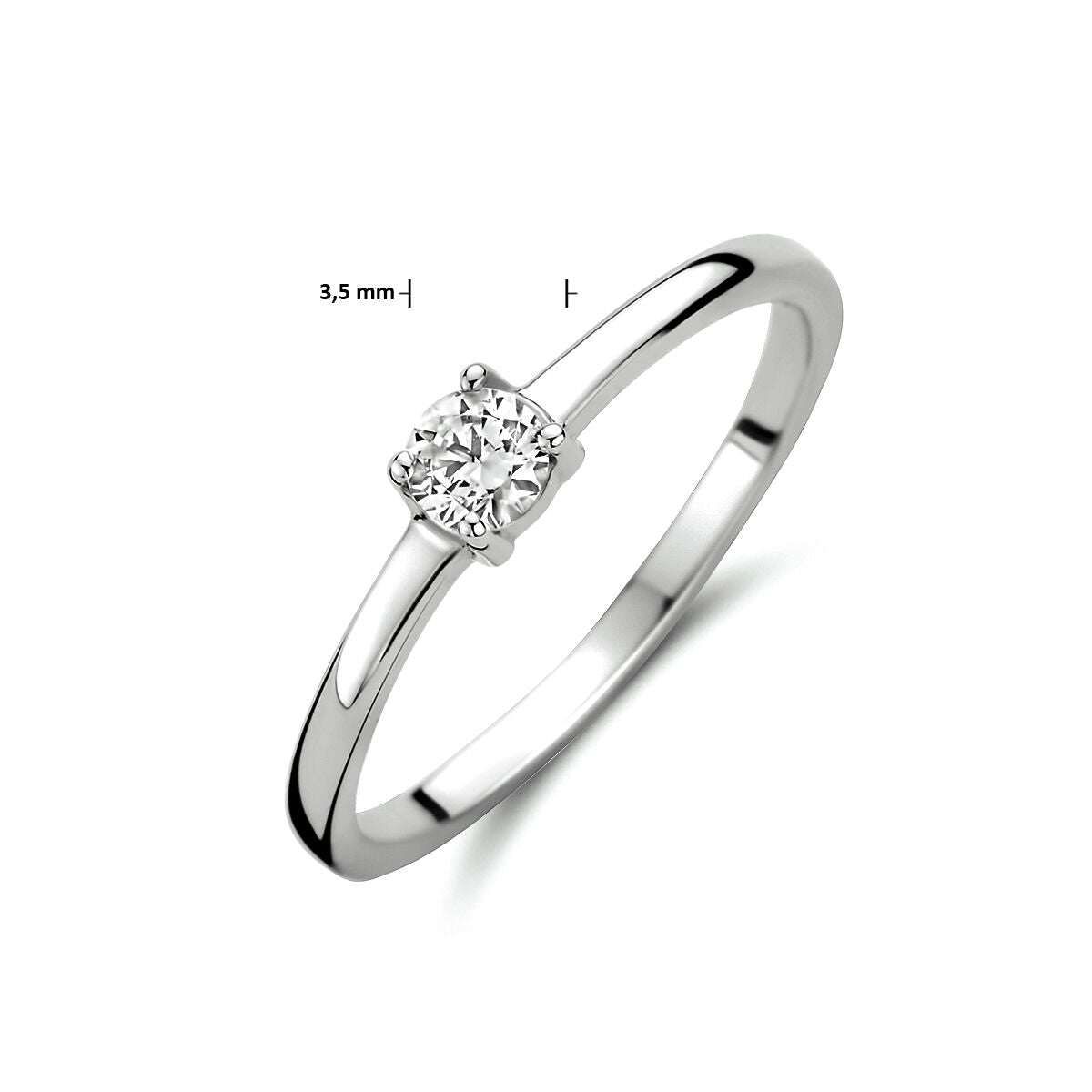 bague zircone 14K or blanc