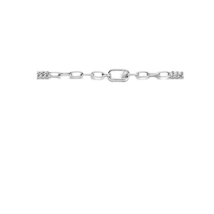 combi-collier gourmette en paperclip ronde buis 6,8 mm 45 cm zilver gerhodineerd