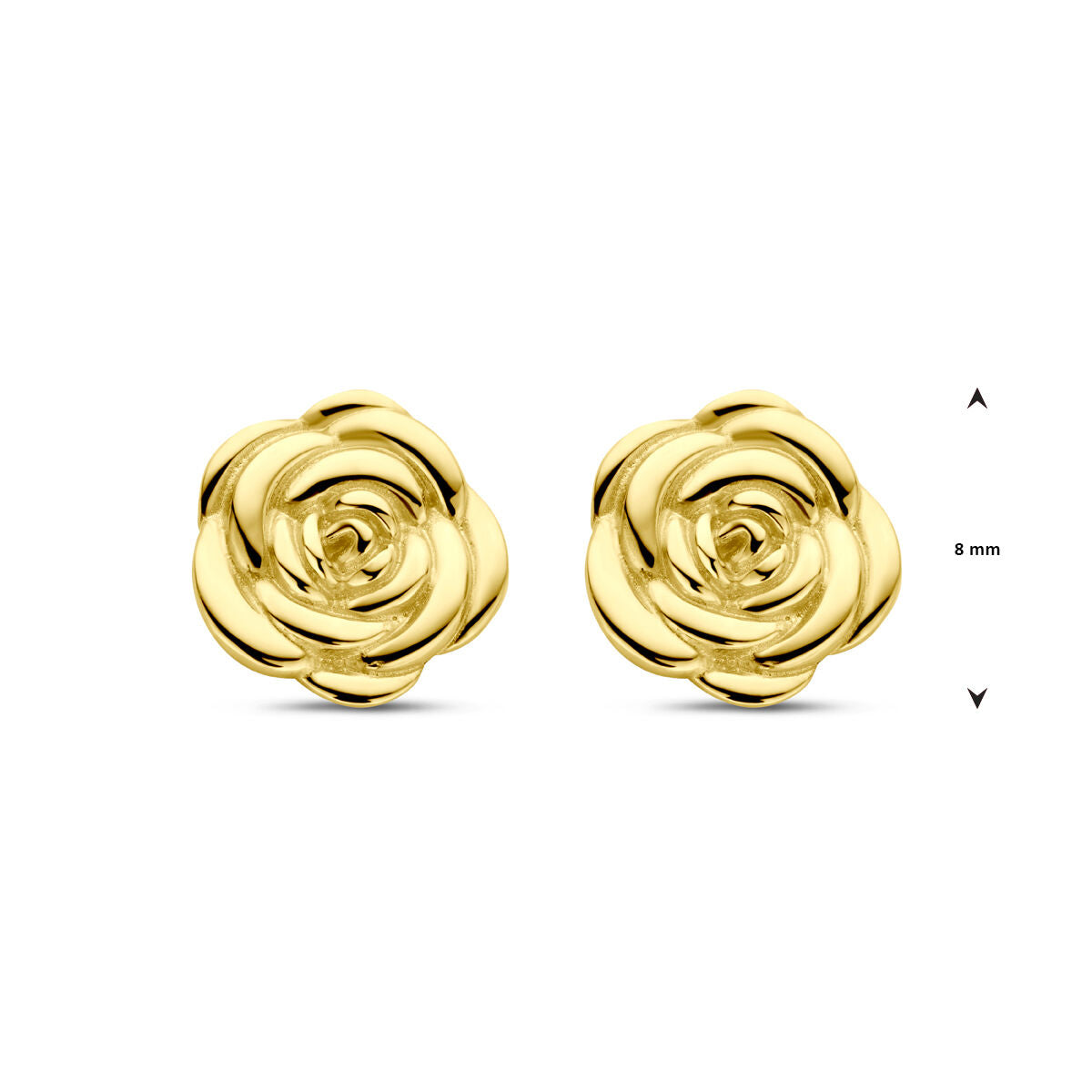 puces d'oreilles rose 8 mm or jaune