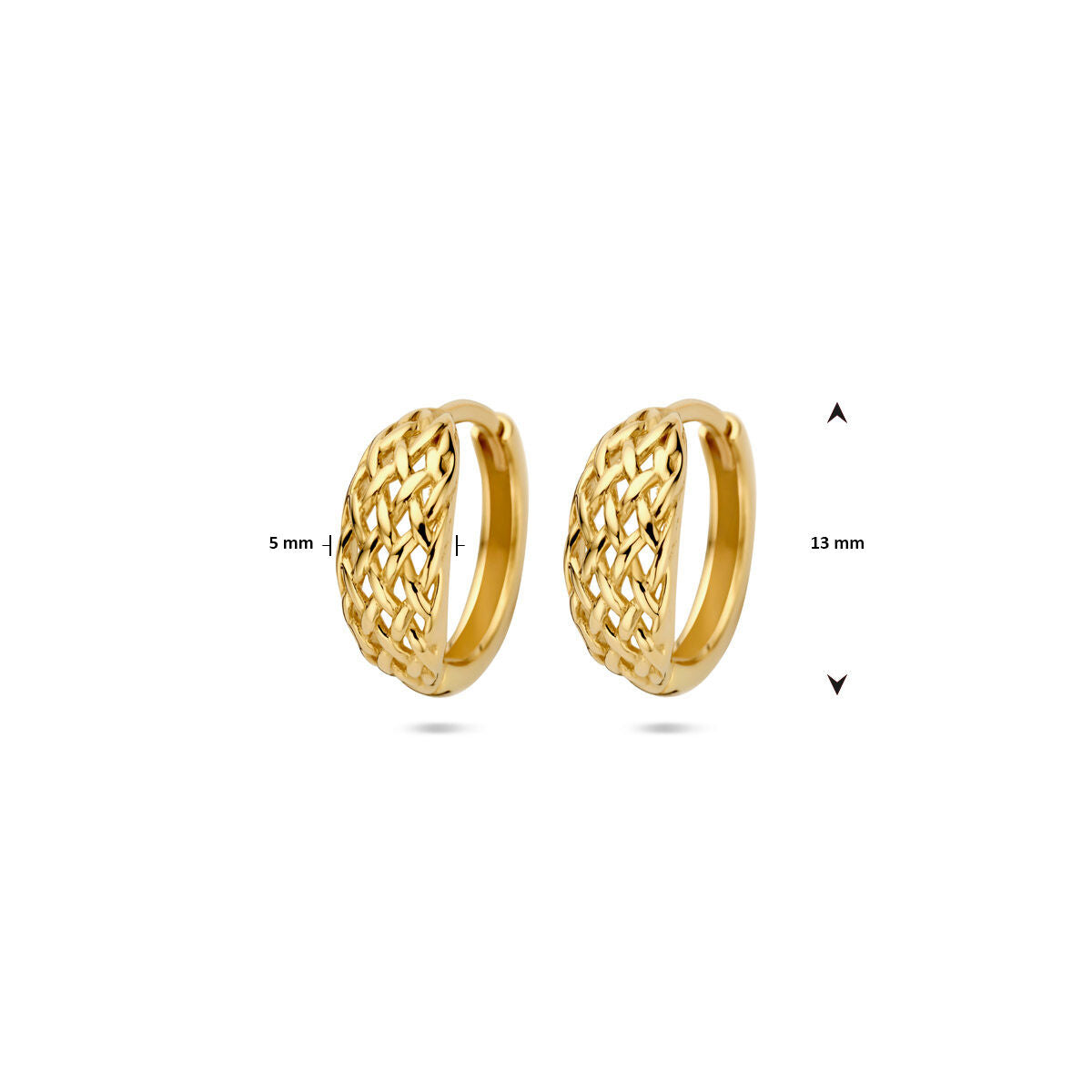 créoles tressées 13 mm or jaune 14K