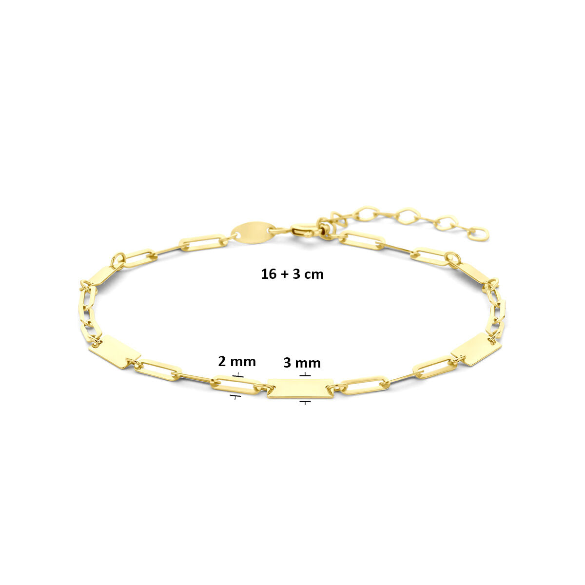 Bracelet en or jaune avec plaques – 9k