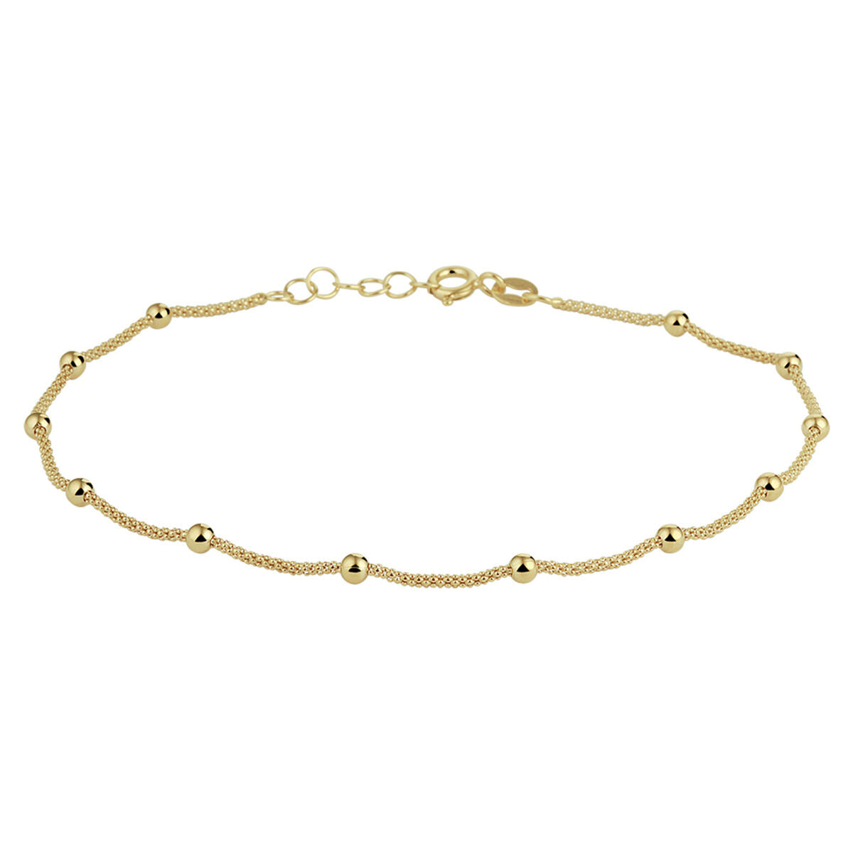 Bracelet jonc en argent doré avec des billes de 3,0 mm, longueur 24 + 2 cm.