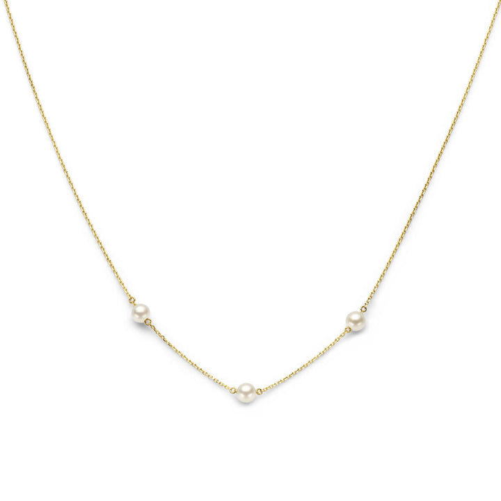 Gouden dames ketting parel 14K