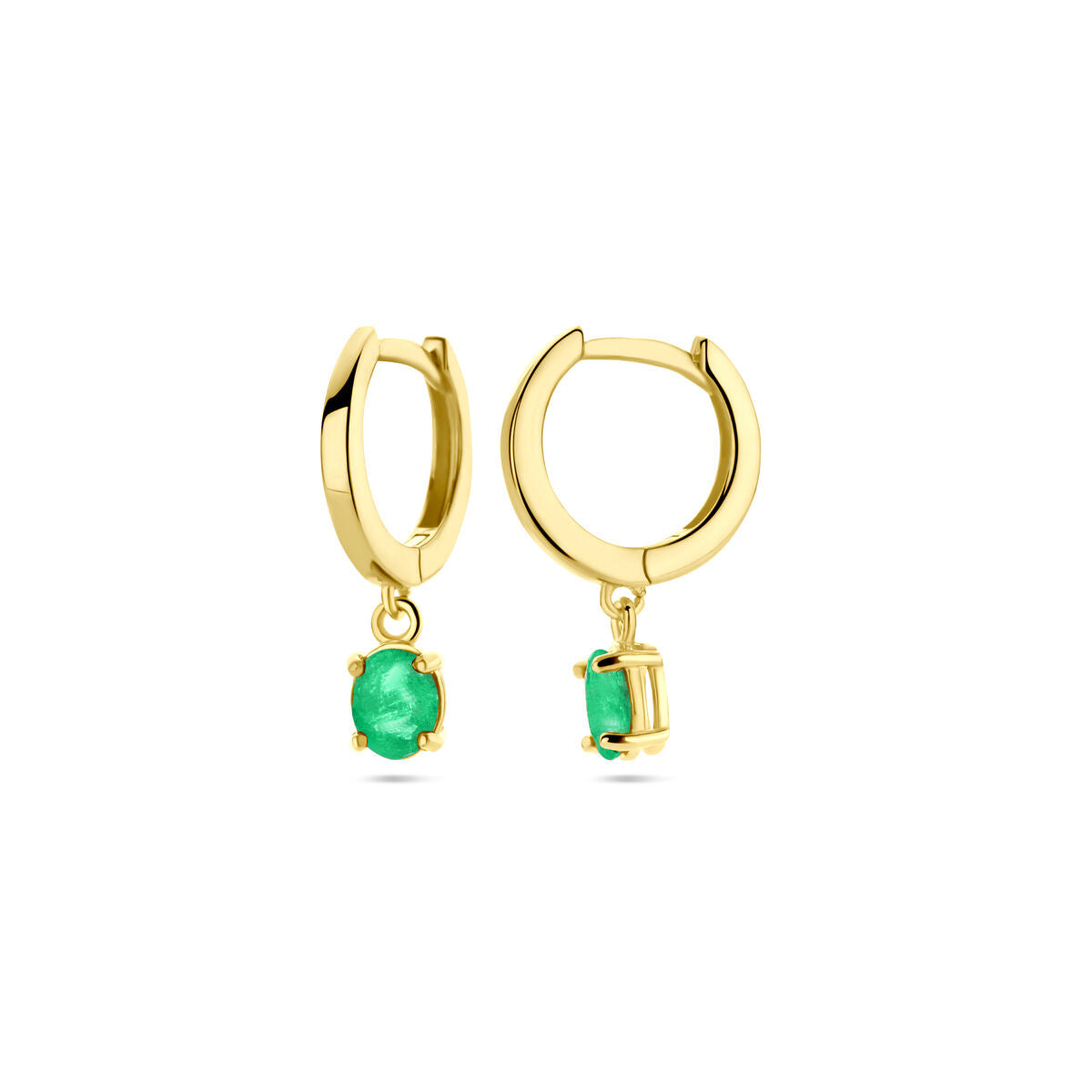 créoles émeraude 19 mm or jaune 14K