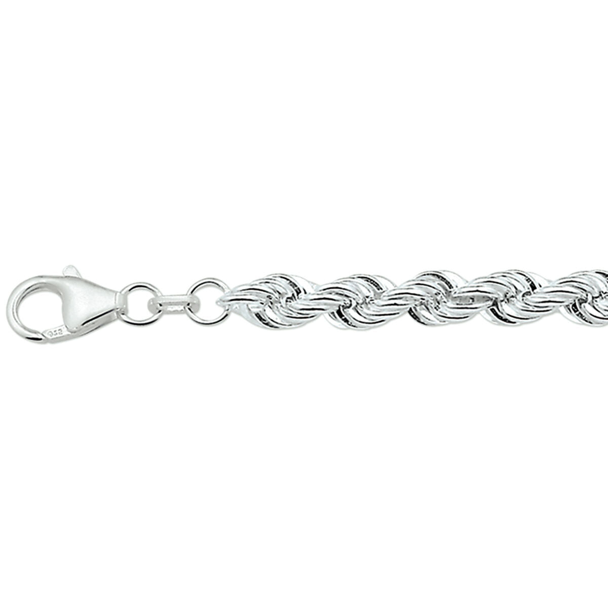 bracelet cordon massif 5,5 mm 19 cm argent rhodié