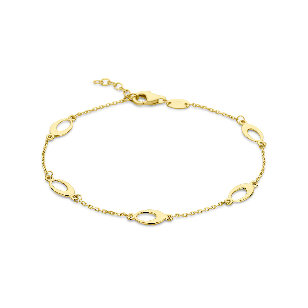 Bracelet ovale en or 14K avec maillons entrelacés.