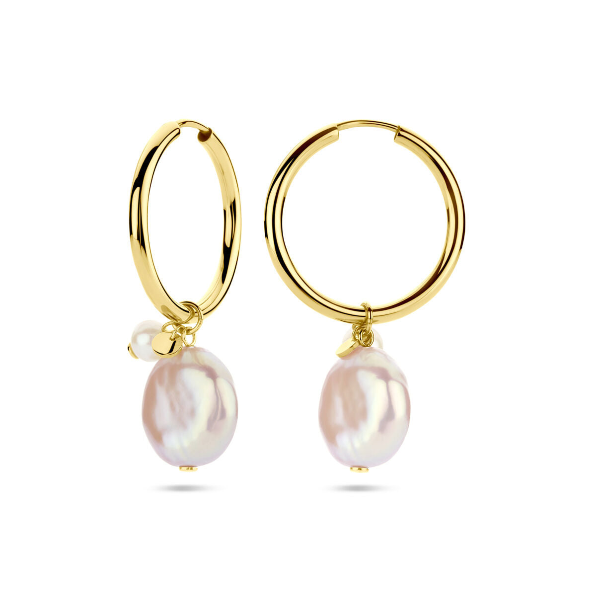 créoles keshi et perle 36 mm 14K or jaune