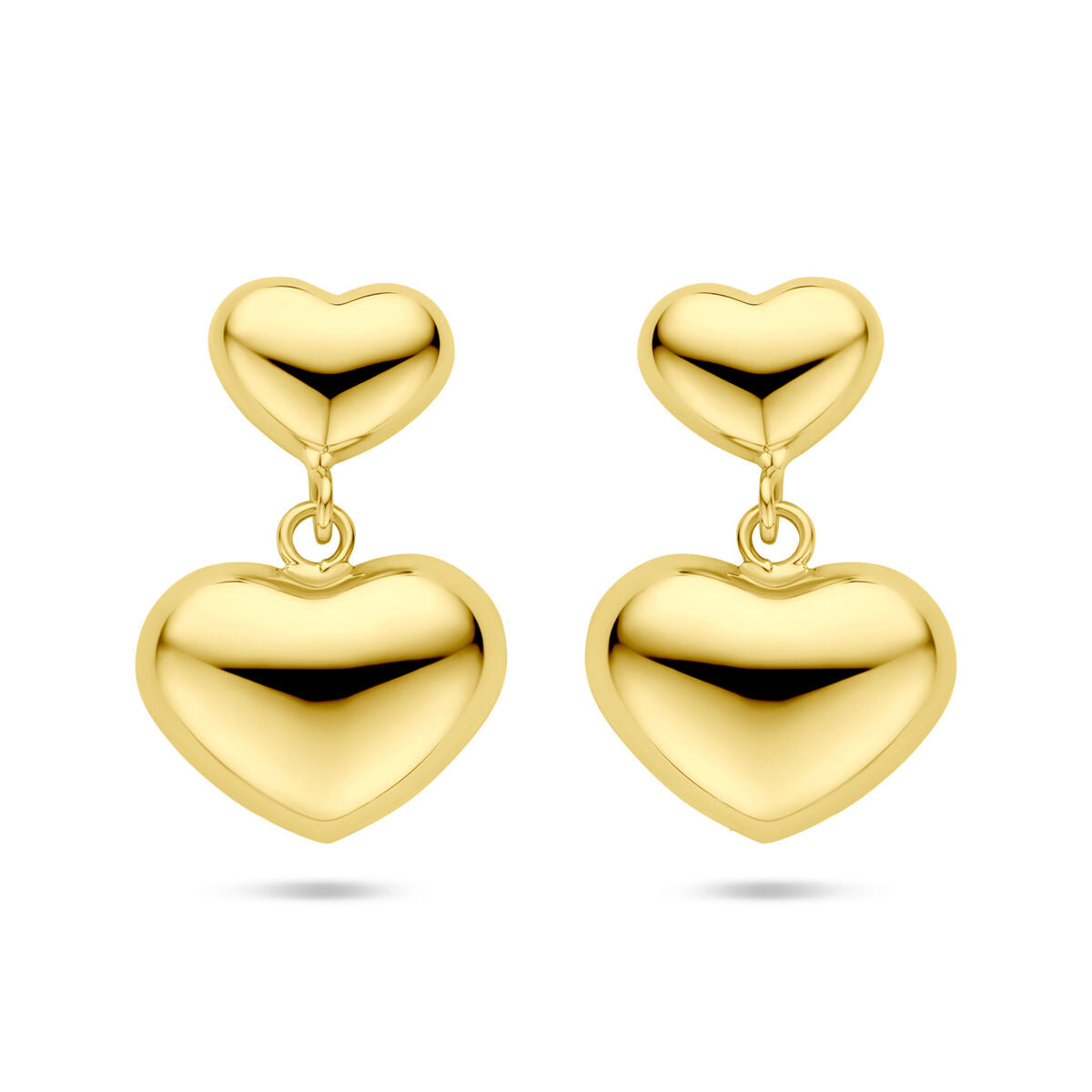 boucles d'oreilles cœurs 26 mm 1 micron argent plaqué or (jaune)
