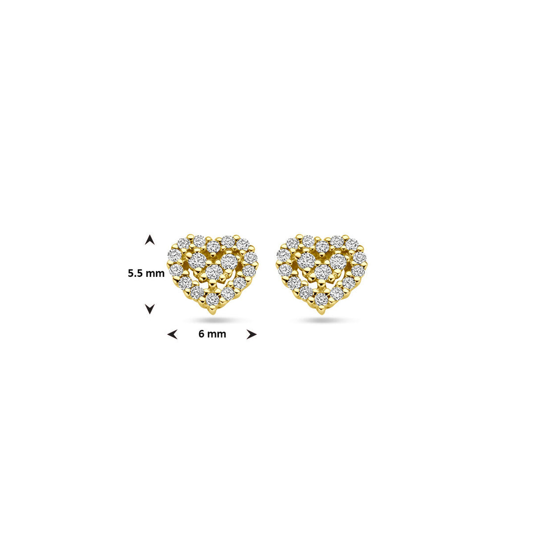 oorknoppen hartje diamant 0.16ct (2x 0.08ct) h si 14K geelgoud