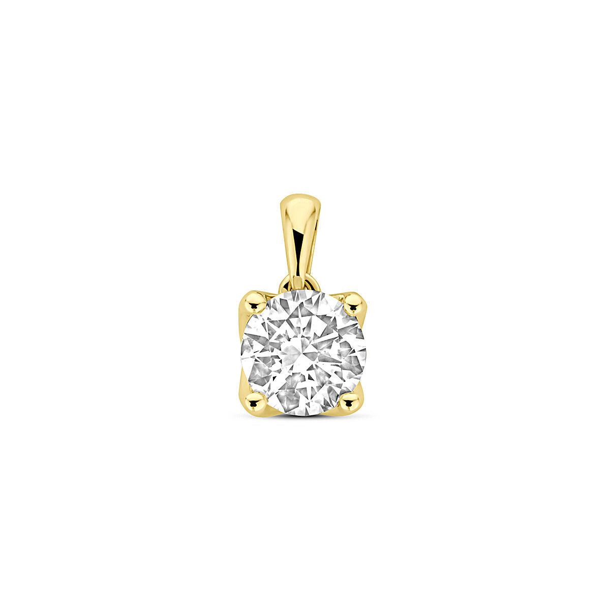 pendentif en diamant cultivé de 1,00 ct, monté sur or jaune 14K, forme ronde de 11 mm.