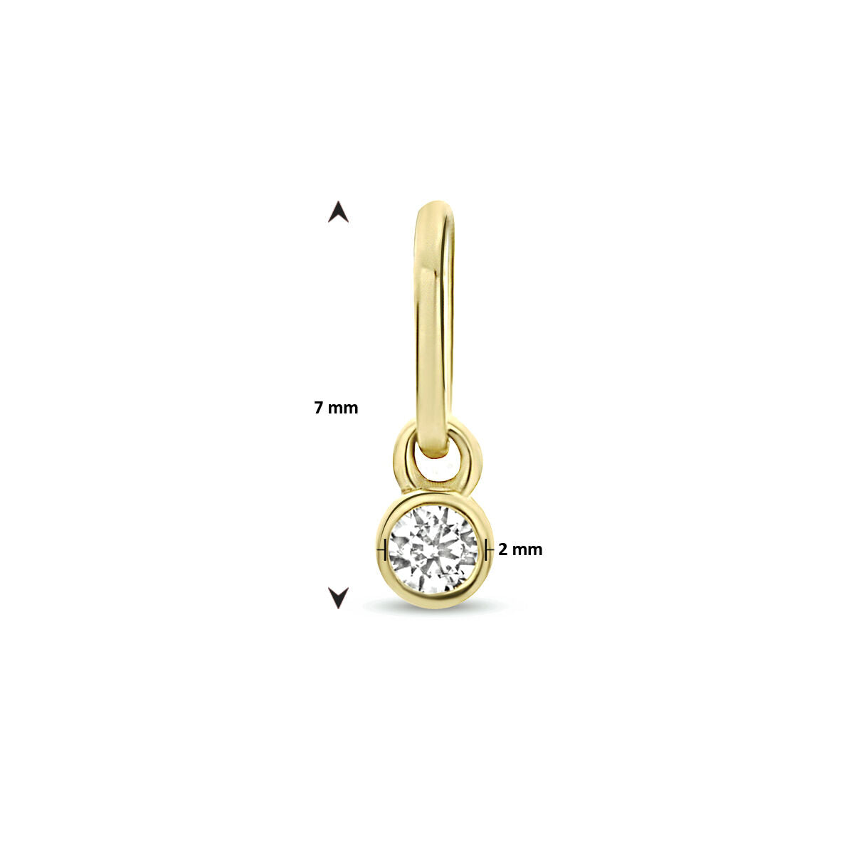 pendentif rond zircone or jaune 14K