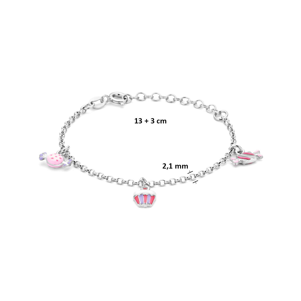 Bracelet pour enfant en argent rhodié 925 avec accents de couleur