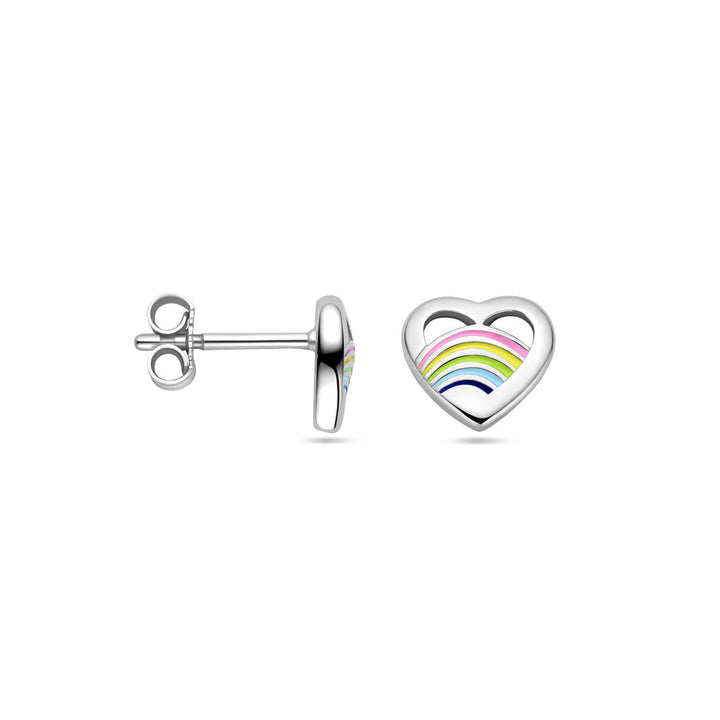 oorknoppen hart emaille zilver gerhodineerd